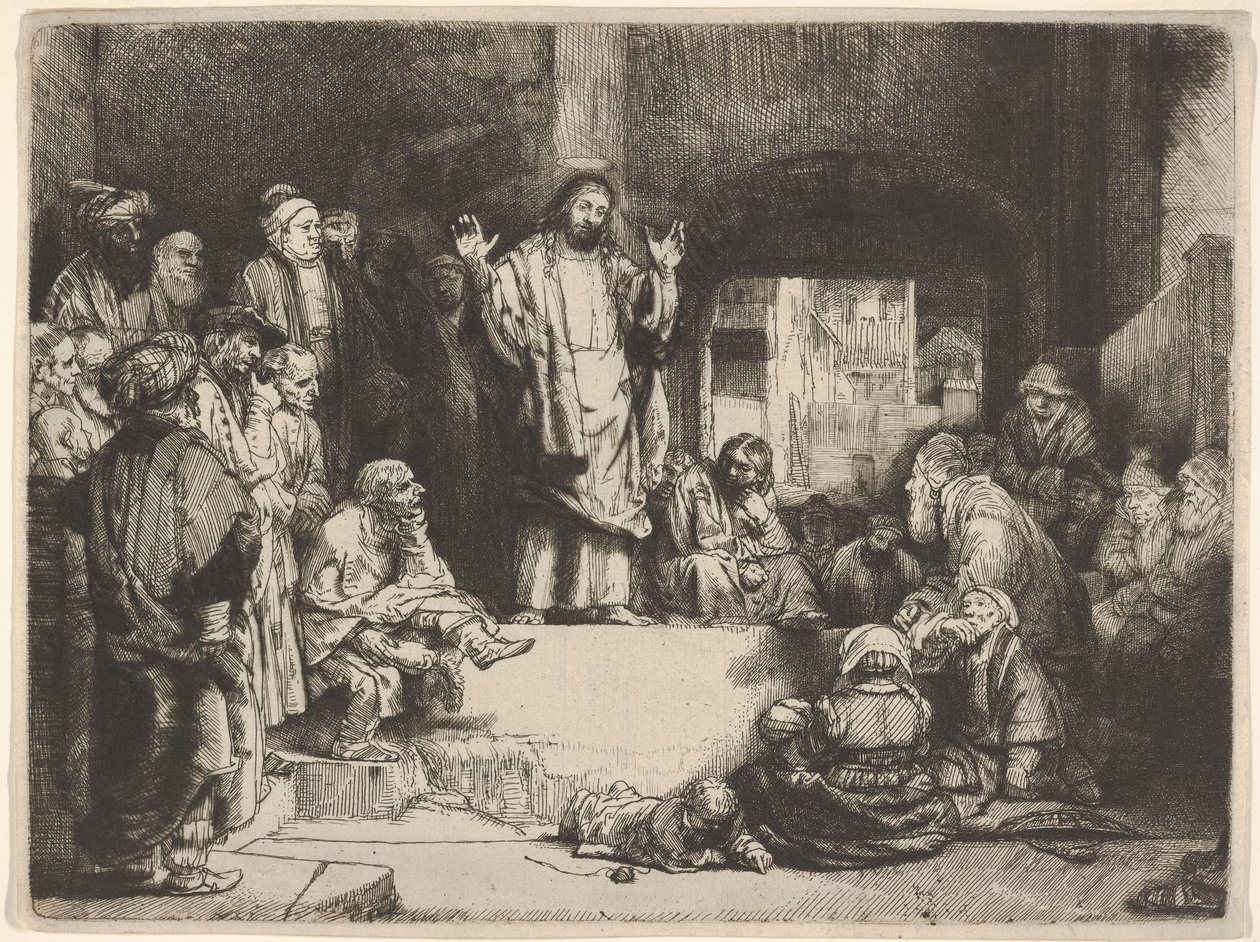 المسيح الوعظ ، دعا La Petite Tombe ، كاليفورنيا. 1657. بواسطة رامبرانت فان راين