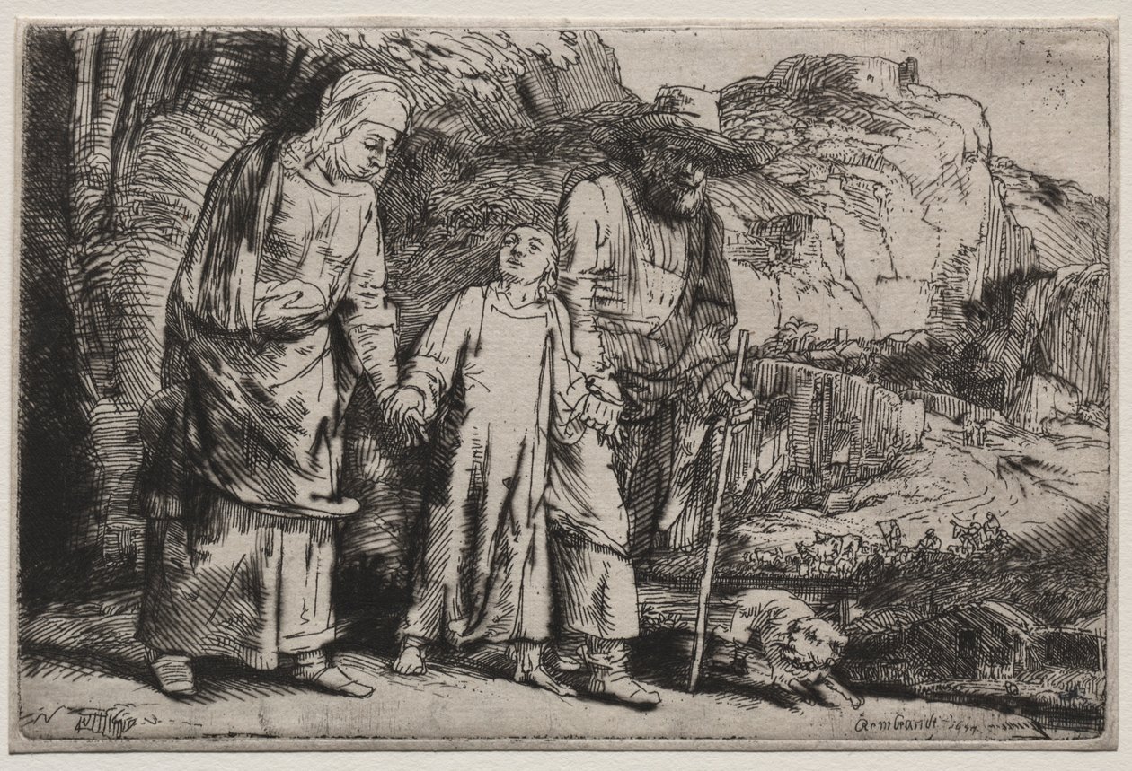 المسيح عائد من الهيكل مع والديه ، 1654. بواسطة رامبرانت فان راين