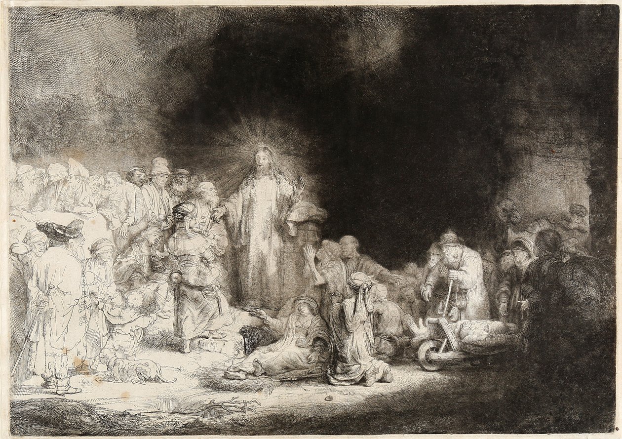 المسيح يشفي المرضى The Hundred Guilder Print بواسطة رامبرانت فان راين