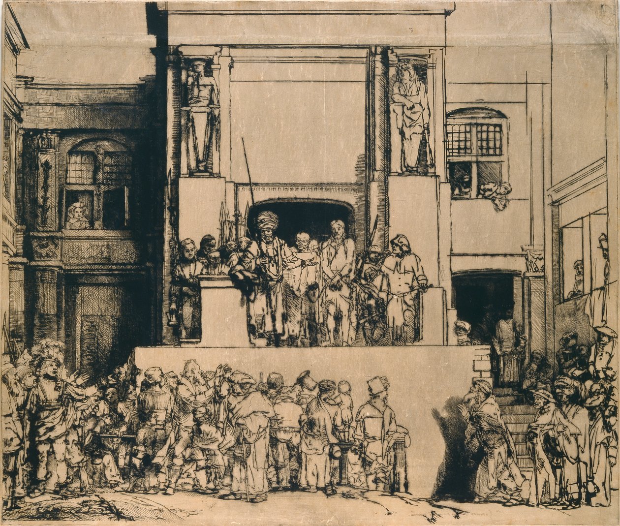 قدم المسيح للشعب: لوحة مستطيلة ، 1655 بواسطة رامبرانت فان راين