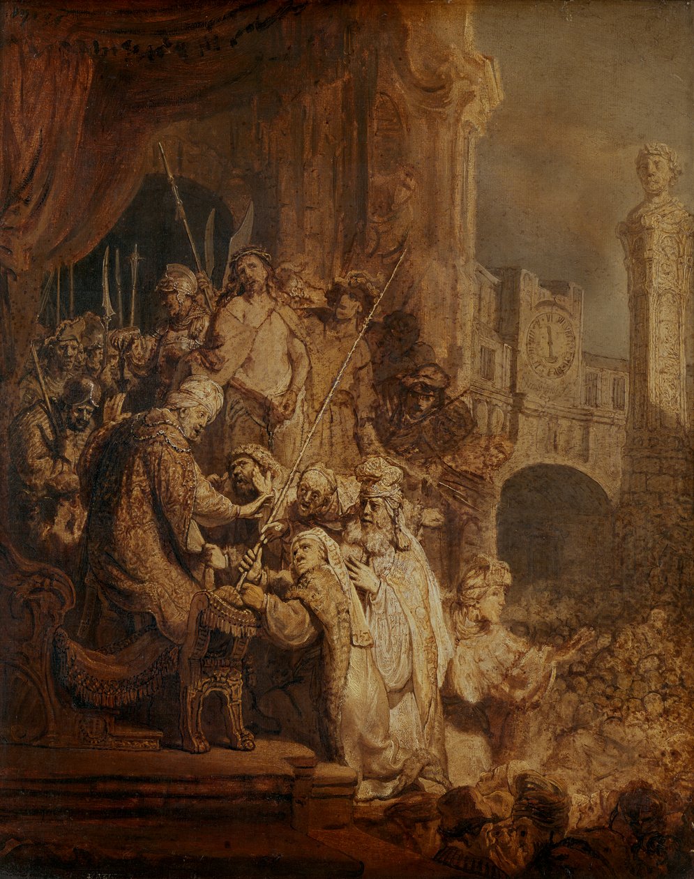 Ecce Homo ، في 1634 (زيت على ورق) بواسطة رامبرانت فان راين