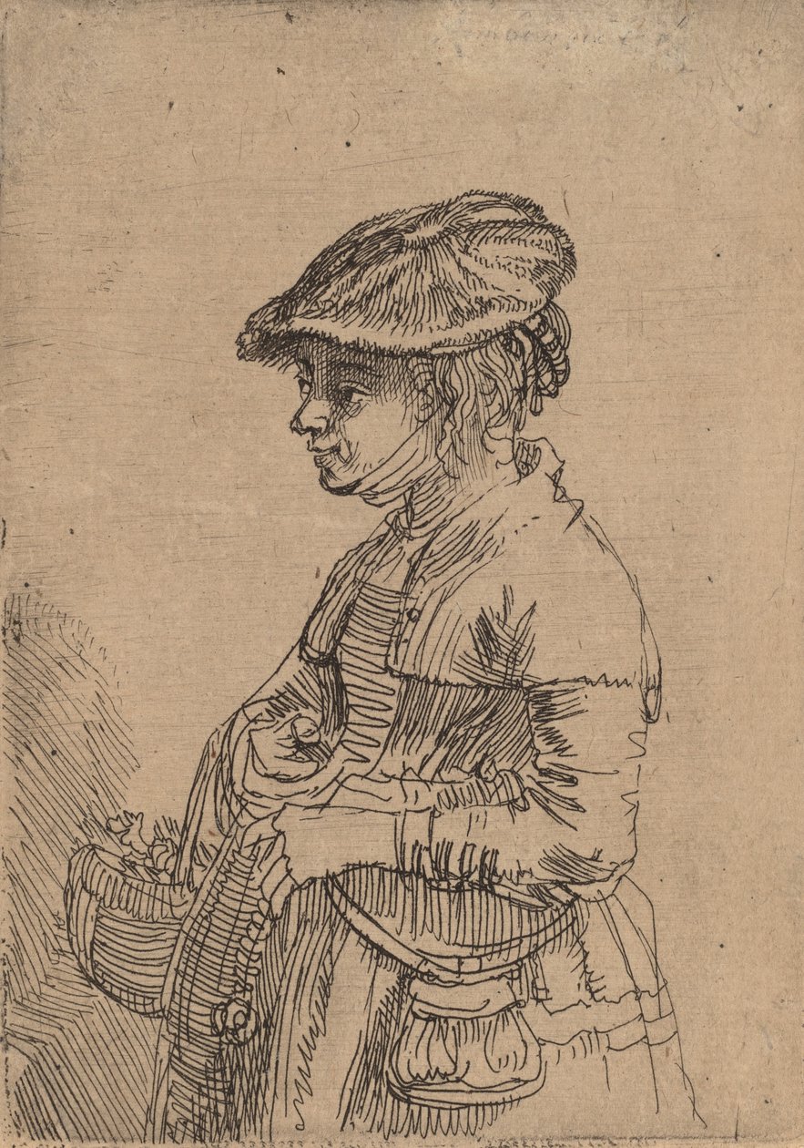 فتاة مع سلة ، ج. 1642. بواسطة رامبرانت فان راين