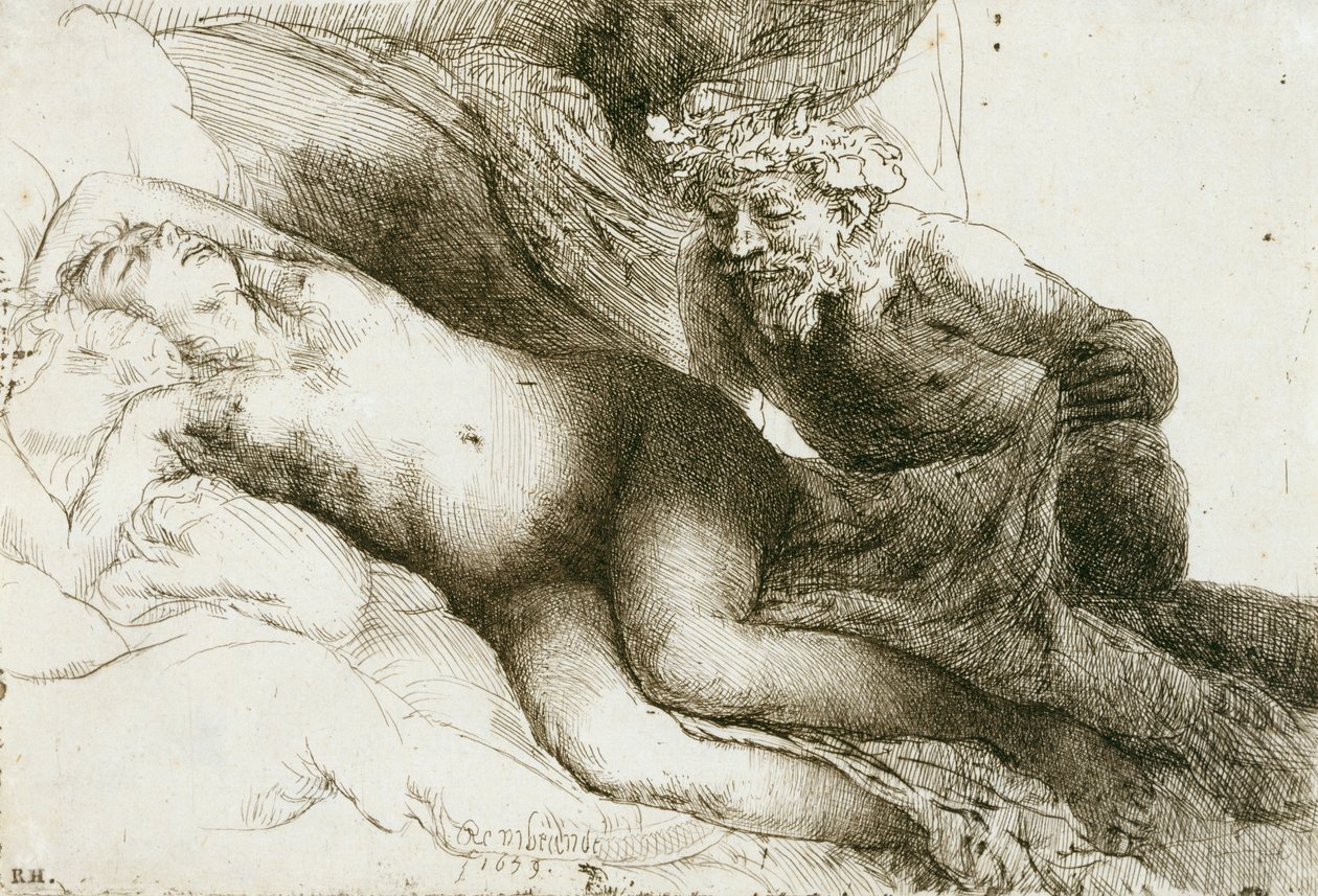المشتري والمضاد ، 1659 (النقش مع burin و drypoint) بواسطة رامبرانت فان راين