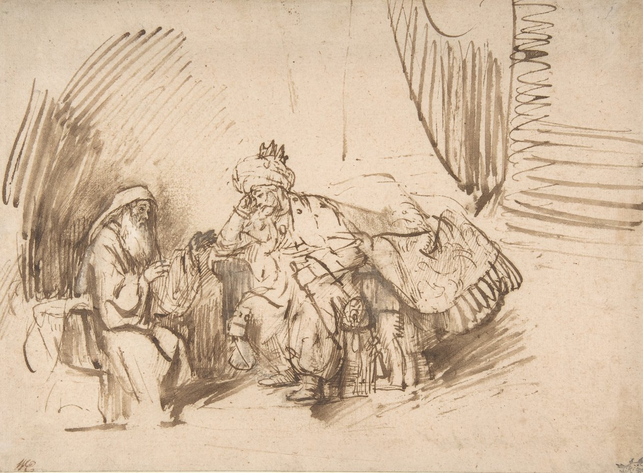 ناثان يأمر داود ، 1650-1655. بواسطة رامبرانت فان راين