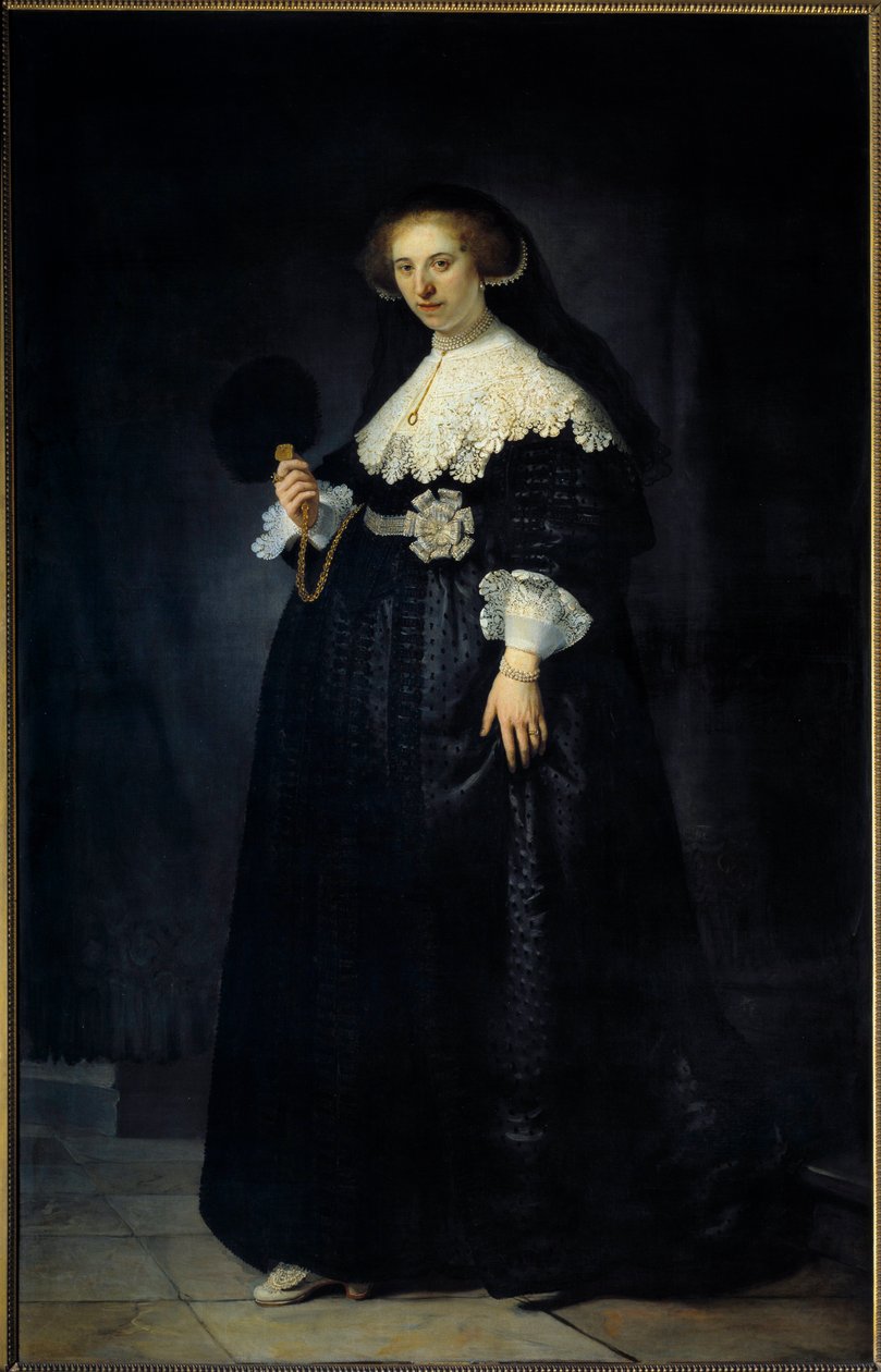 Portrait en pied de Oopjen Coppit, woman by Maertens Soolmans Painting by Harmensz van Rijn dit Rembrandt (1606-1669) بواسطة رامبرانت فان راين
