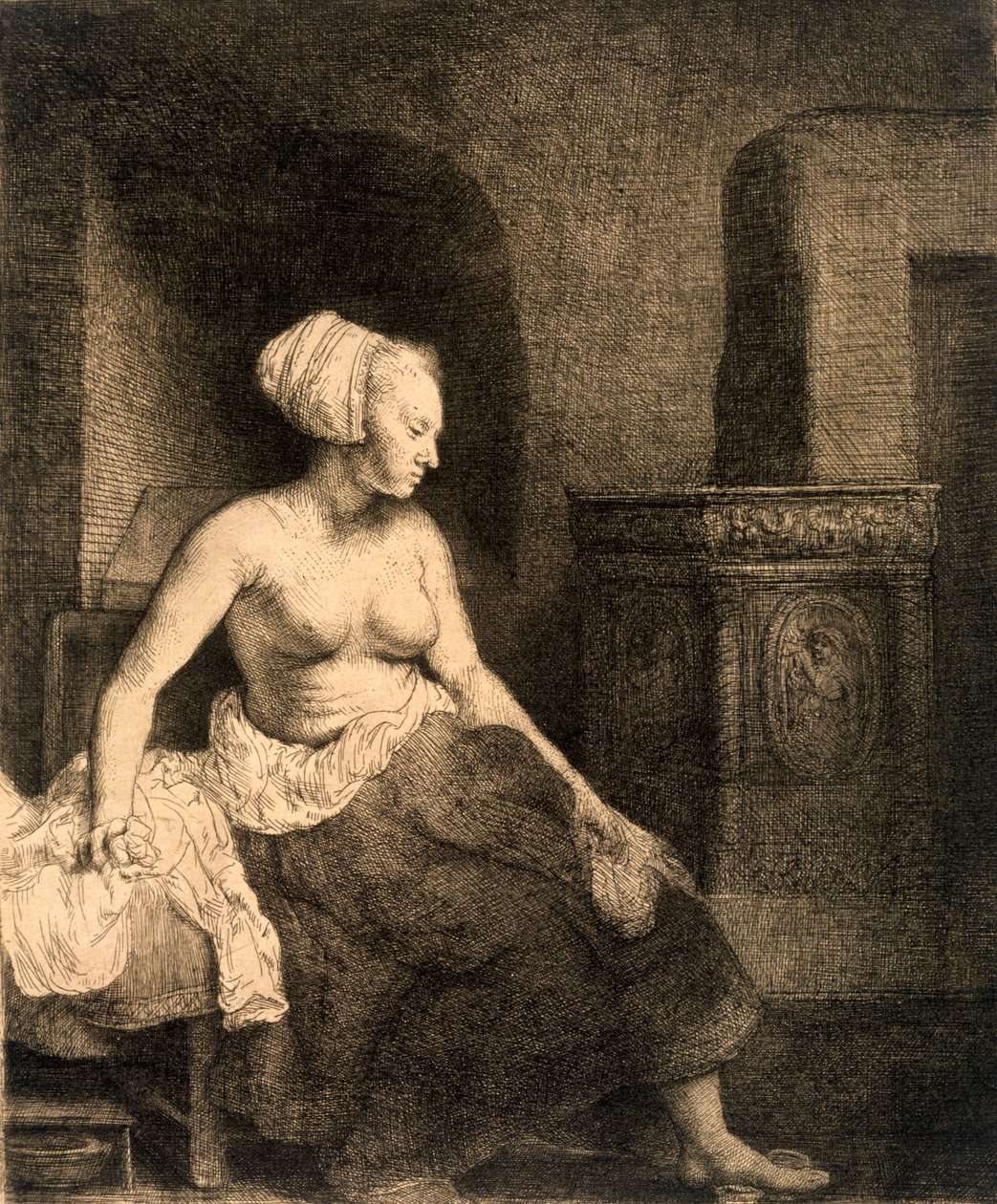 جالسة عاريات ، 1658 بواسطة رامبرانت فان راين