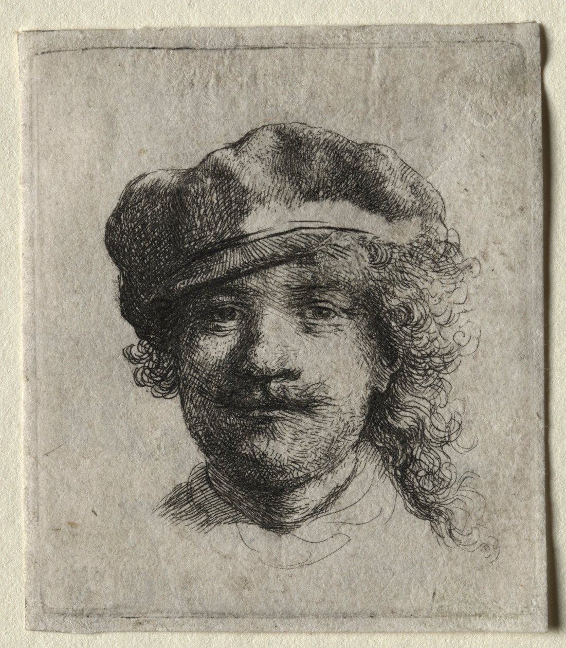صورة شخصية ترتدي قبعة ناعمة: الوجه الكامل ، الرأس فقط ، ج. 1634. بواسطة رامبرانت فان راين