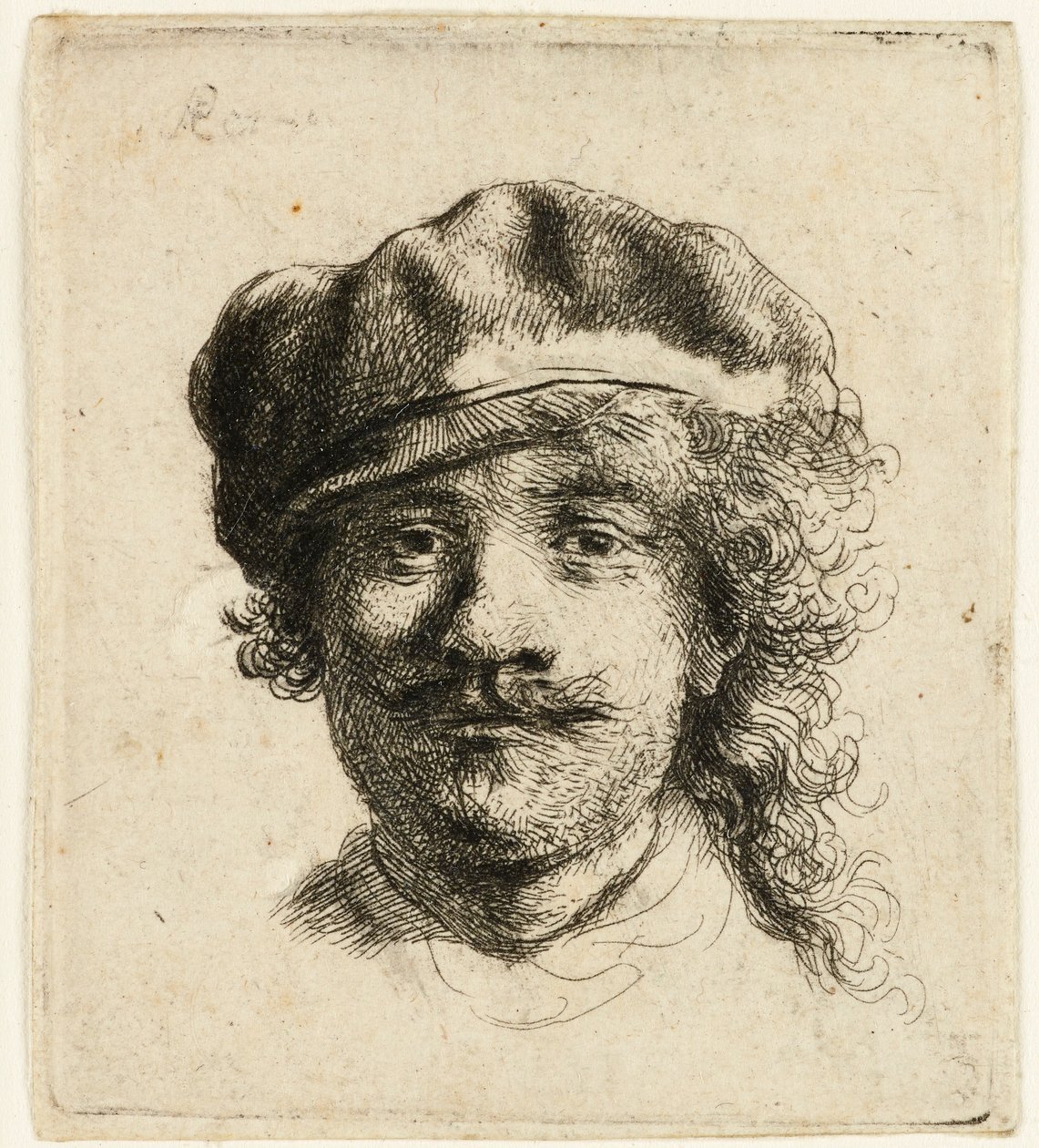 صورة ذاتية مرتديًا غطاءً ناعمًا: وجه كامل ، رأس فقط ، حوالي 1634. بواسطة رامبرانت فان راين