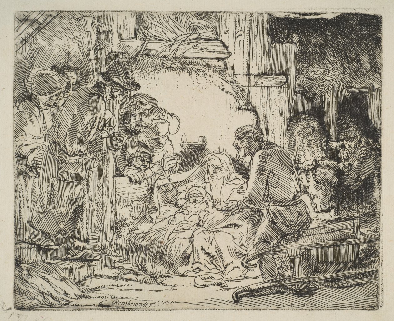 العشق للرعاة ، مع المصباح ، كاليفورنيا. 1654. بواسطة رامبرانت فان راين