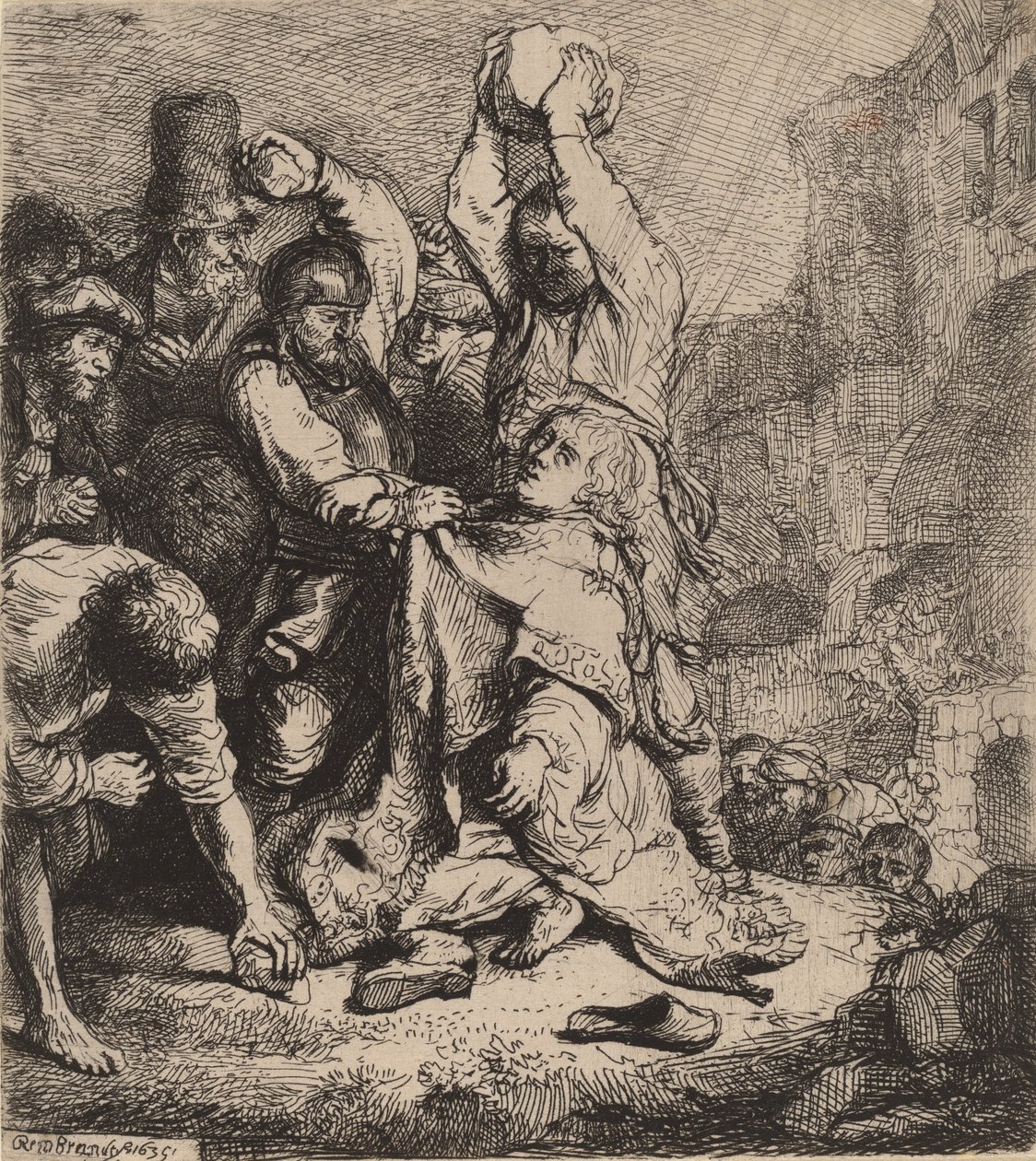 رجم القديس ستيفن 1635. بواسطة رامبرانت فان راين