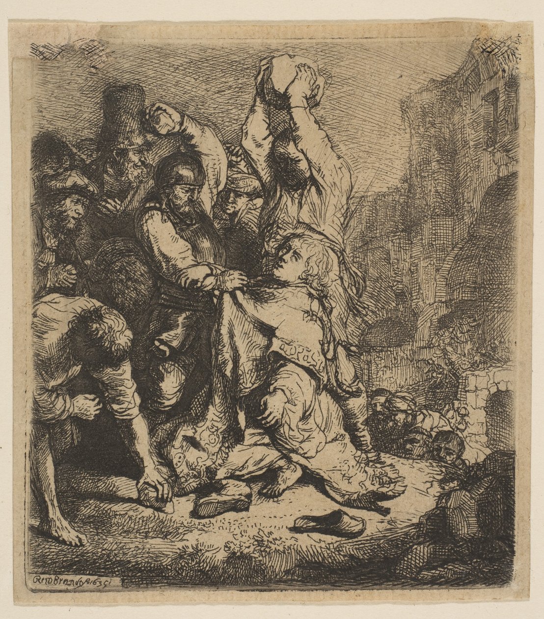 رجم القديس ستيفن ، 1635. بواسطة رامبرانت فان راين