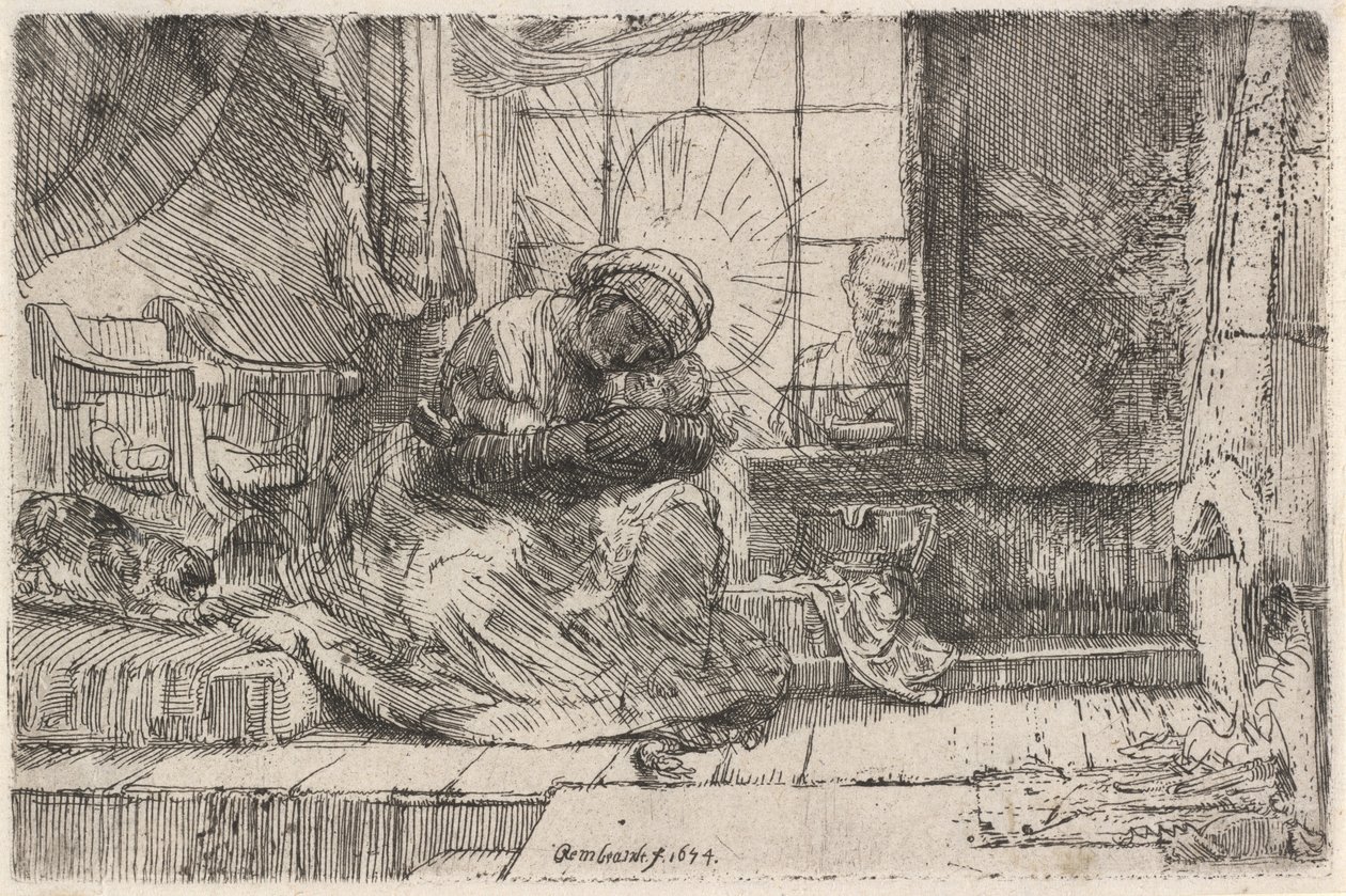 العذراء والطفل مع القط والثعبان ، 1654. بواسطة رامبرانت فان راين
