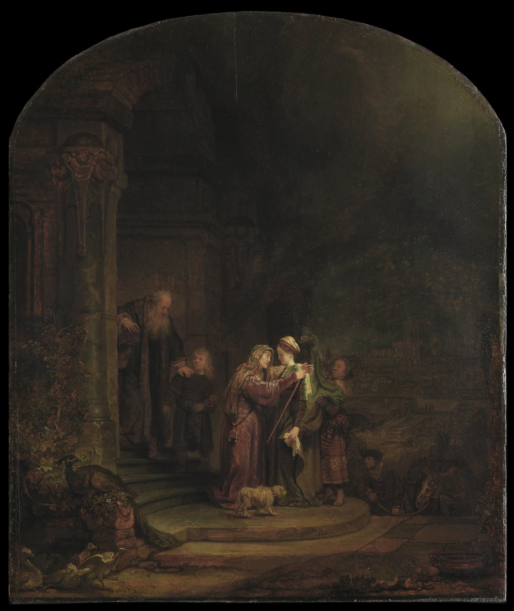 الزيارة ، 1640 (زيت على لوح الأرز) (انظر أيضًا 5454147) بواسطة رامبرانت فان راين