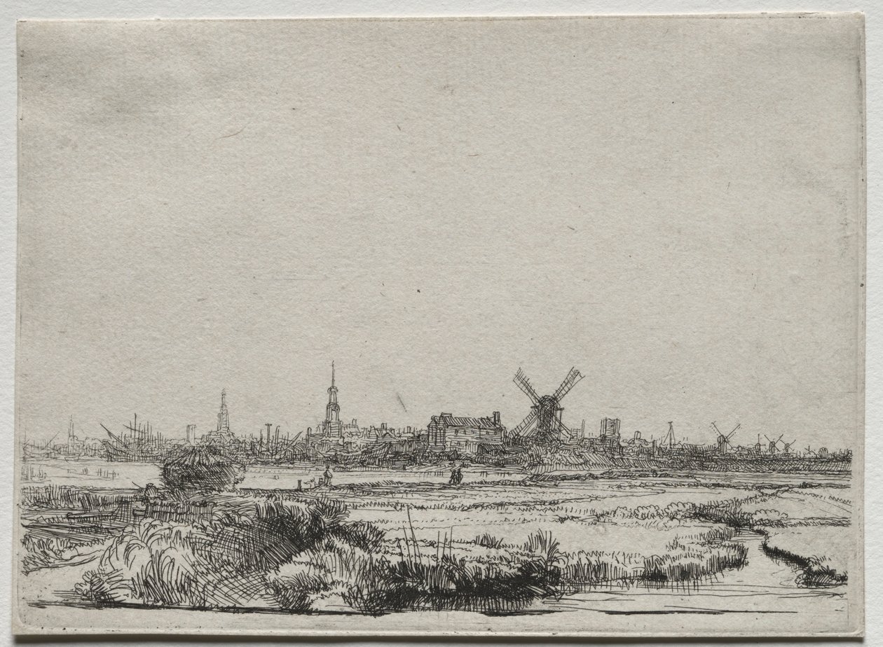 منظر لأمستردام من الشمال الغربي ، ج. 1640. بواسطة رامبرانت فان راين