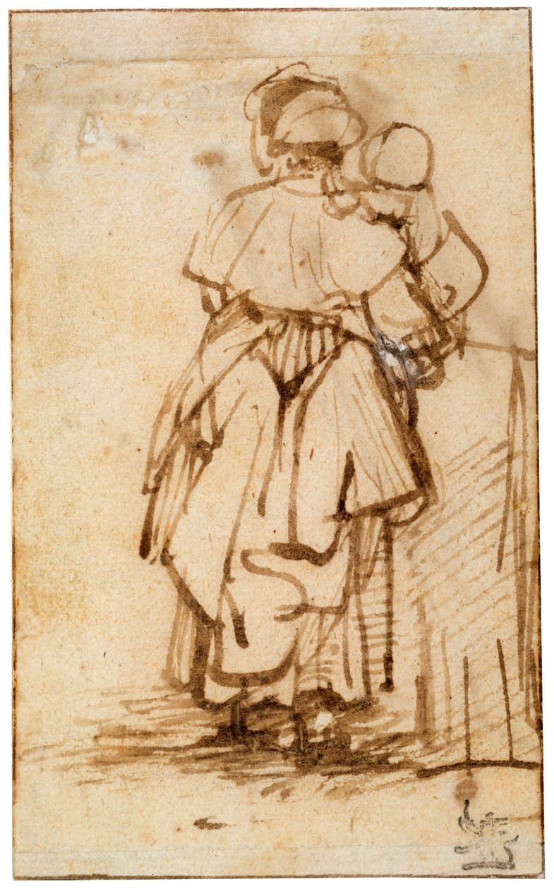 امرأة مع طفل في حضنها ، 1640s. بواسطة رامبرانت فان راين