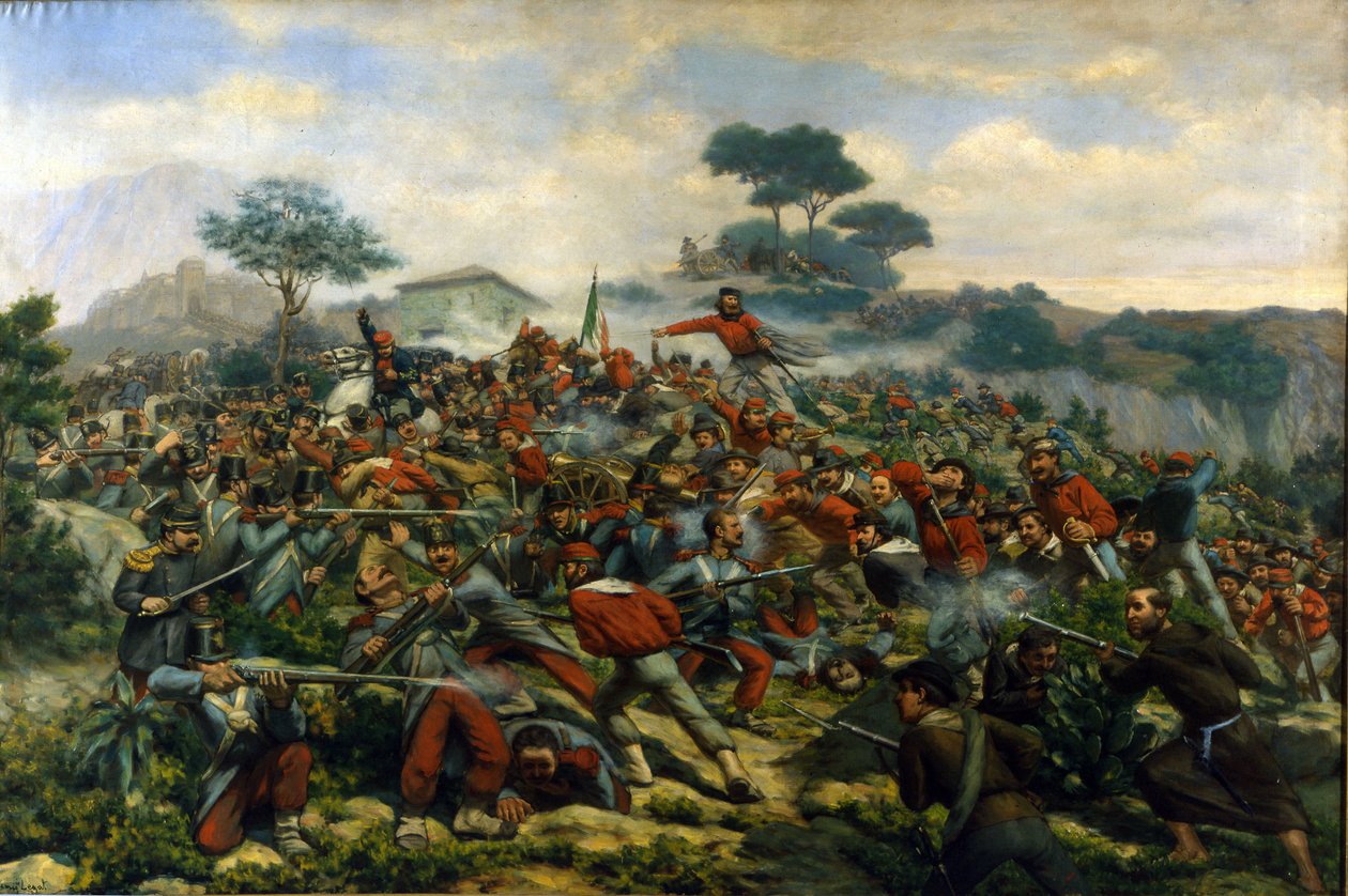 Risorgimento: معركة كالاتافيمي في صقلية بين قوات جوزيبي غاريبالدي (1807-1882) ، والآلاف وجيش مملكة الصقليتين بواسطة ريميجيو ليجاتي