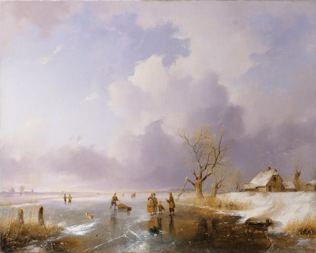 منظر طبيعي مع قناة مجمدة ، 1842 بواسطة Remigius Adrianus Haanen