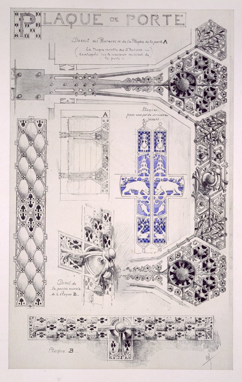 تصميم لزخرفة الباب ، من "Esquisses Decoratives par Rene Binet" ، بقلم غوستاف جيفروي (1855-1926) بواسطة رينيه بينيه