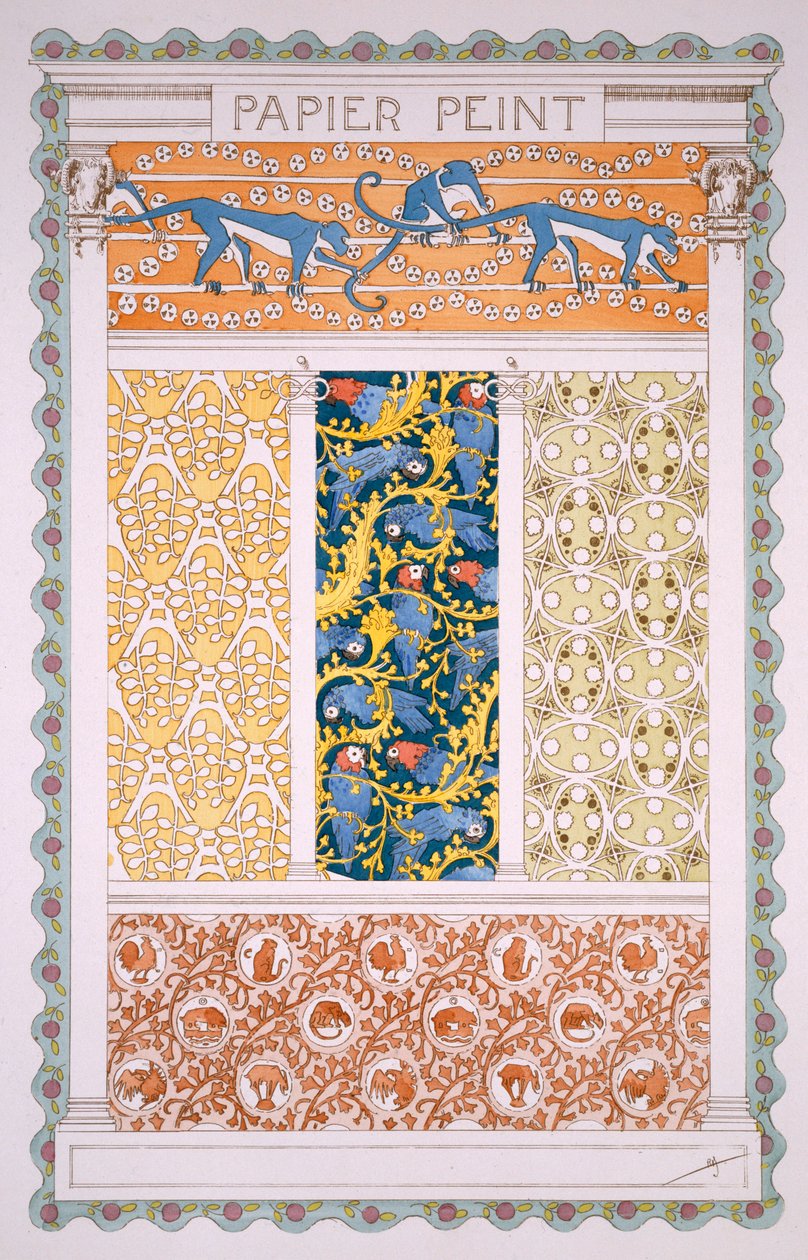 تصاميم للخلفيات والأفاريز ، من Esquisses Decoratives بقلم Rene Binet نشرتها Librairie Centrale des Beauz-Arts ، باريس c.1895 بواسطة رينيه بينيه