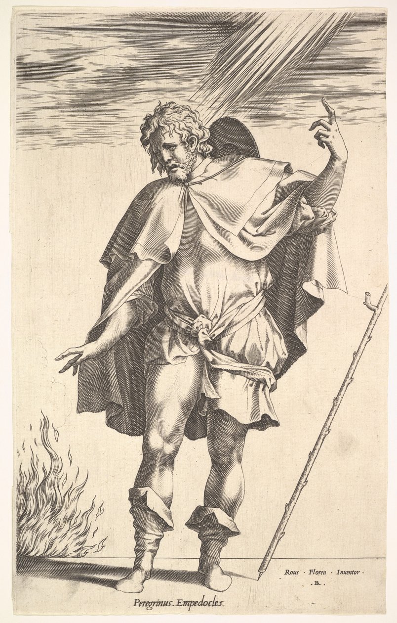 Empedocles ، واقفا أمامي ورأسه تحول في عرض ثلاثة أرباع ، يوجه ... ، كاليفورنيا. 1545-63. بواسطة رينيه بويفين