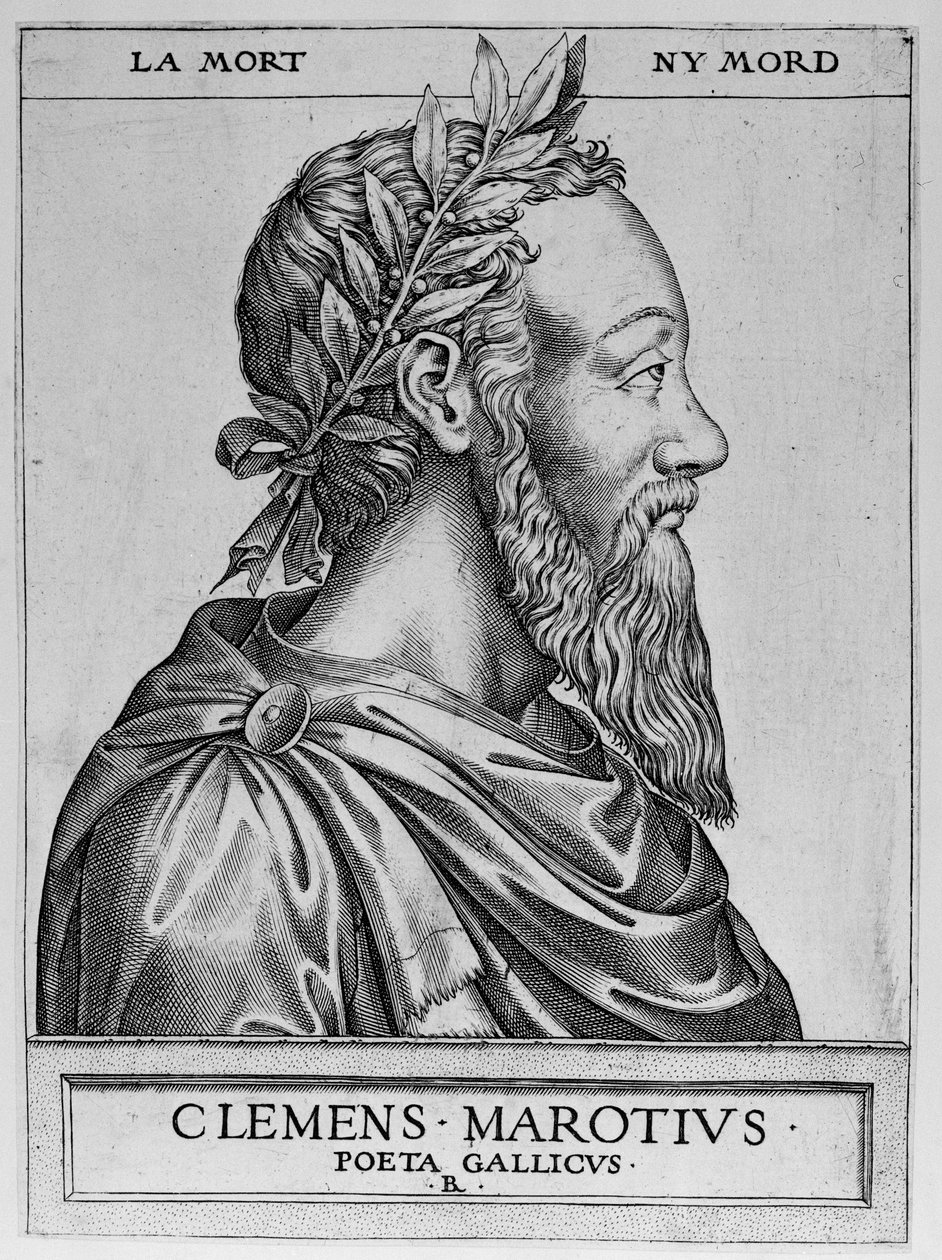 صورة لكليمان دي ماريه تسمى ماروت (1496-1544) ، الشاعر الفرنسي - كليمان ماروتيوس بويتا غاليكوس نقش بقلم رينيه بويفين 1576 - بواسطة رينيه بويفين