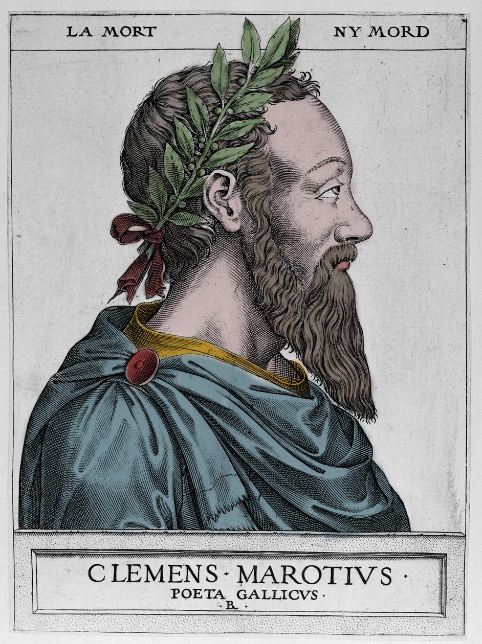 صورة لكليمان دي ماريه تسمى ماروت (1496-1544) ، الشاعر الفرنسي - كليمان ماروتيوس بويتا غاليكوس نقش برينيه بويفين 1576 - بواسطة رينيه بويفين