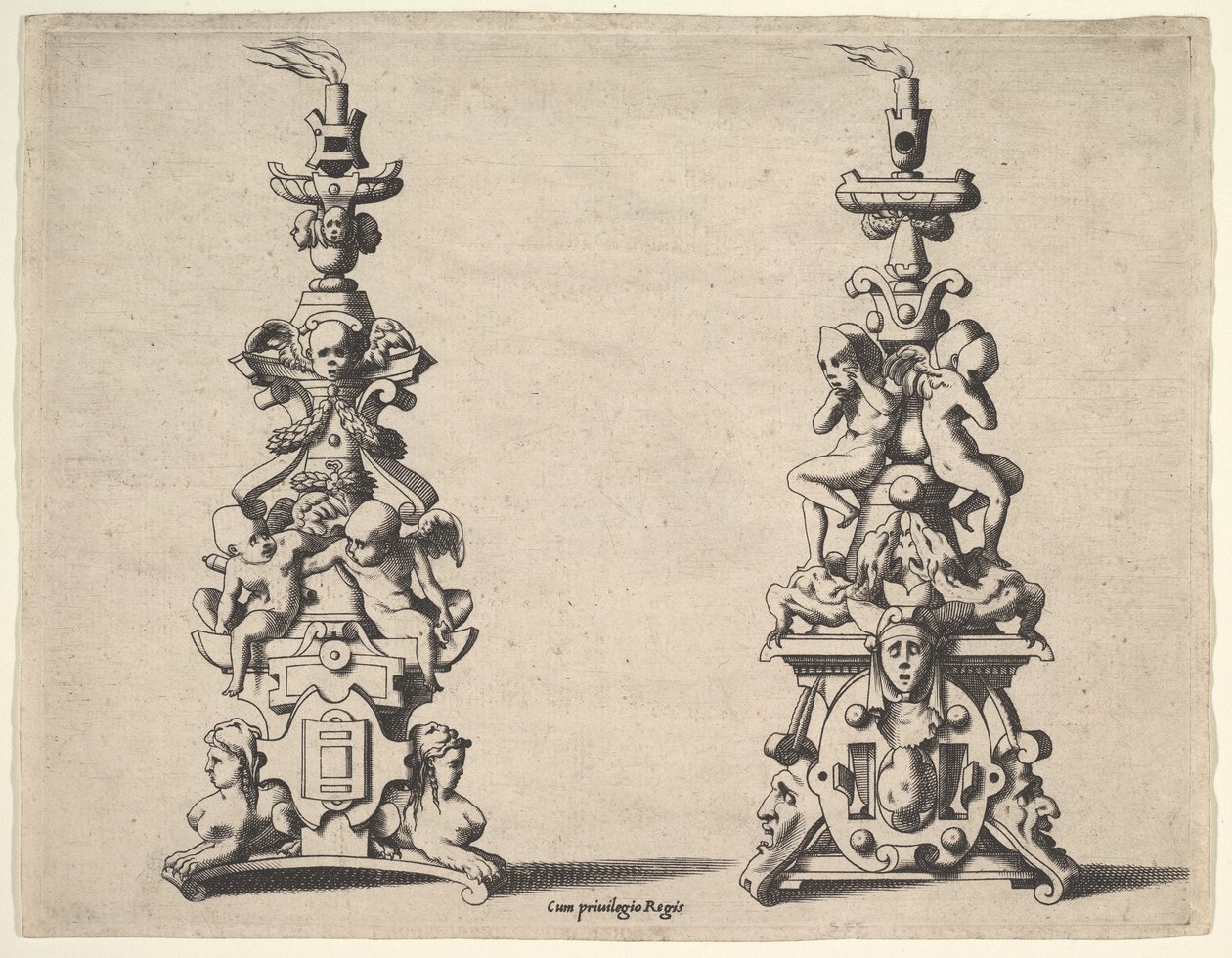تصميمان من الشموع ، كاليفورنيا. 1550-60. بواسطة رينيه بويفين