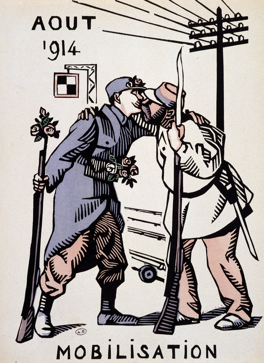 August 1914, Mobilization - drawing by Herman Paul, in “” Calendar of War”” ed. 1916 بواسطة رينيه جورج هيرمان بول