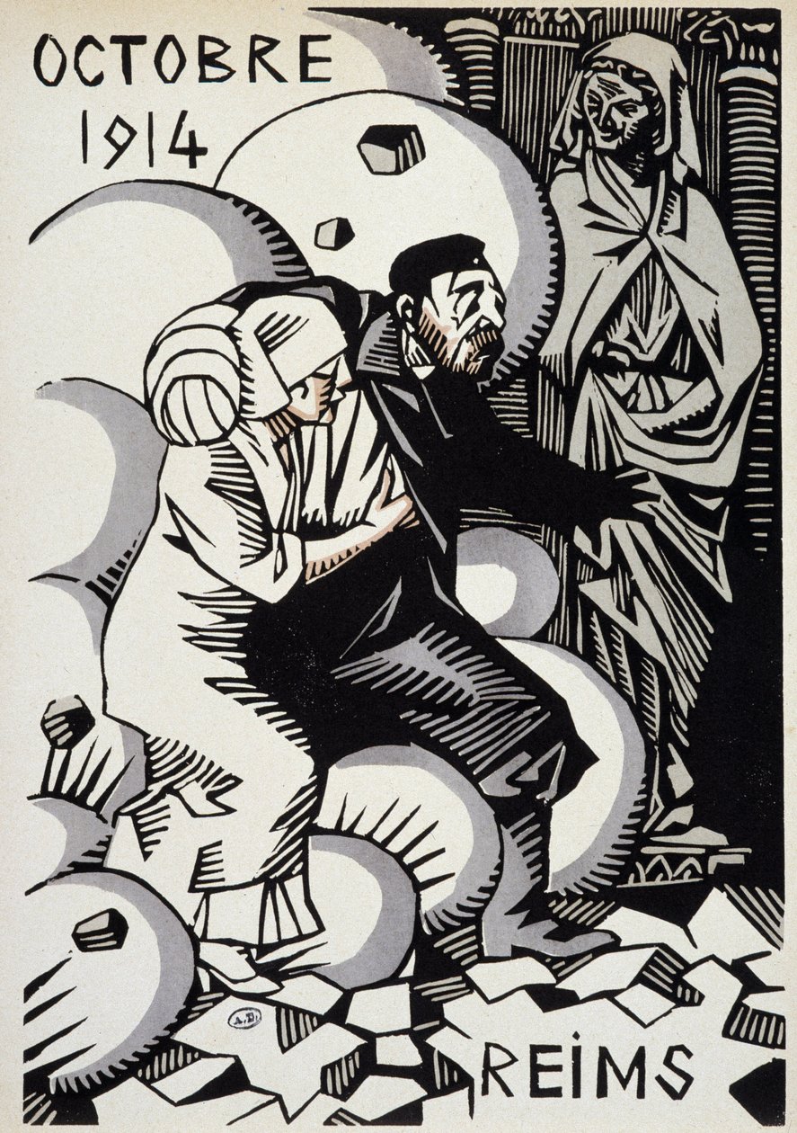 أكتوبر 1914 ، ريمس - رسم هيرمان بول - في "" تقويم الحرب "طبعة. 1916 بواسطة رينيه جورج هيرمان بول