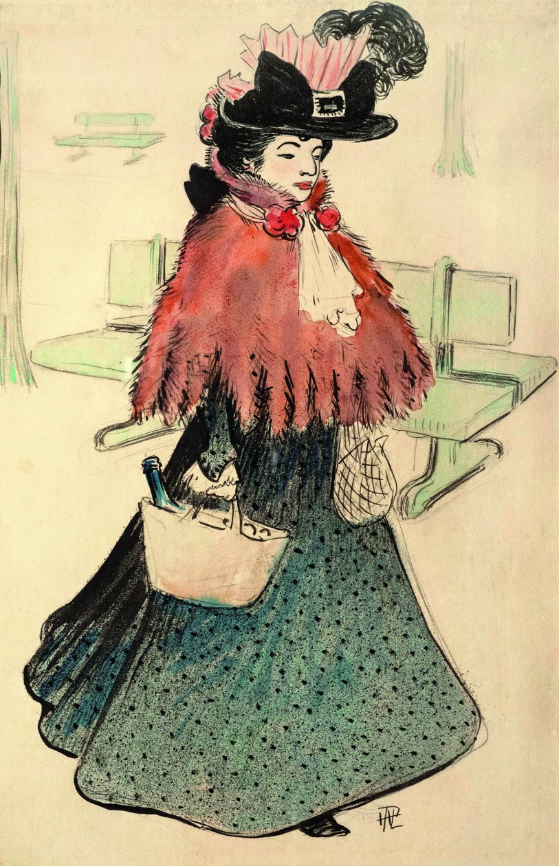 اليهودية الجميلة تذهب للتسوق. مجلة Le Rire ، 1896. بواسطة رينيه جورج هيرمان بول