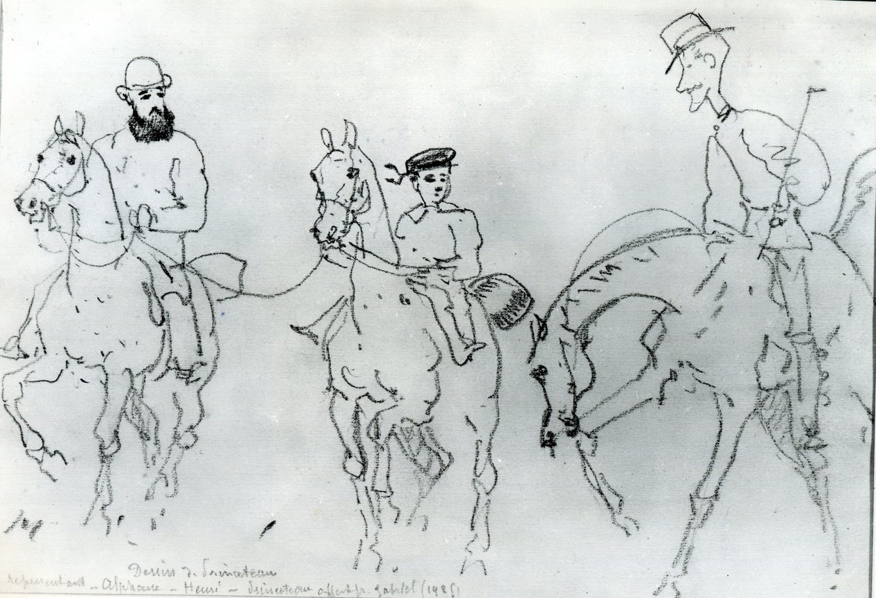 ثلاثة فرسان: هنري دي تولوز لوتريك (1864-1901) بين والده والكونت ألفونس والفنان بواسطة رينيه برينسيتو