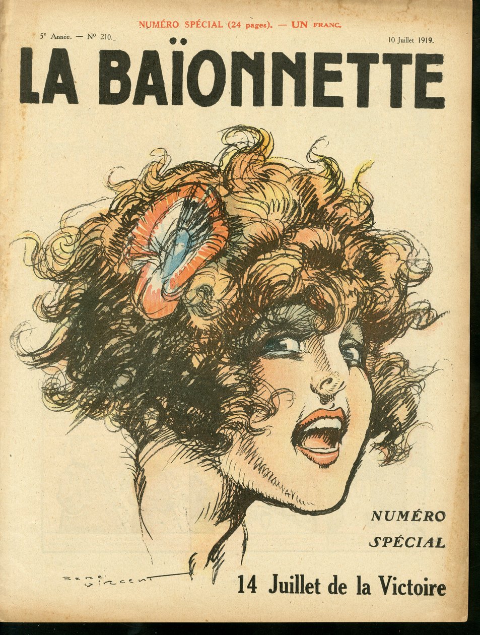 غلاف "La Baionnette" ، العدد 210 ، Satirique en Couleurs بواسطة رينيه فنسنت