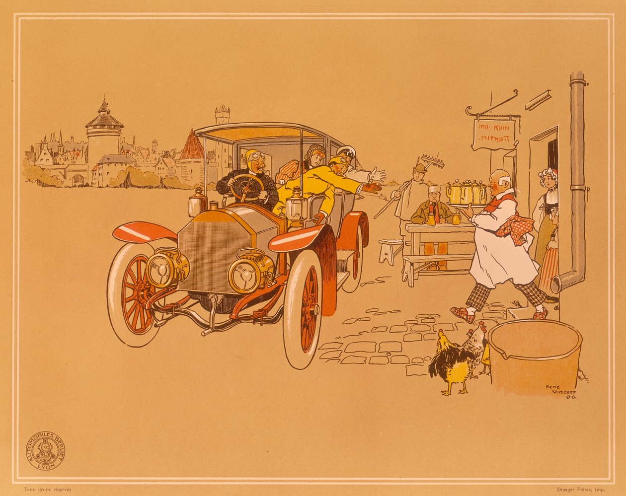 إعلان ملصق سيارات بيرليت ، 1906 بواسطة رينيه فنسنت