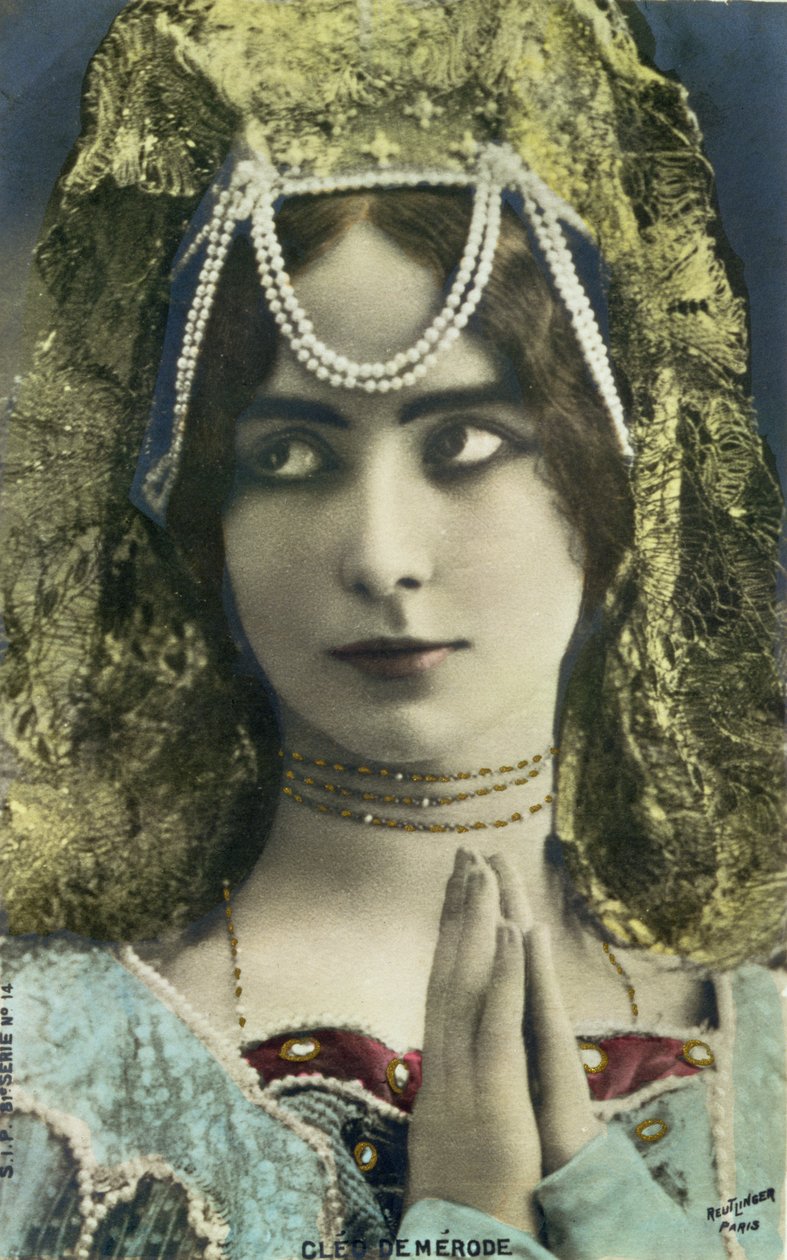 بطاقة بريدية تصور الراقصة كليو دي ميرود (1875-1966) (صورة ملونة) بواسطة استوديو ريوتلنجن
