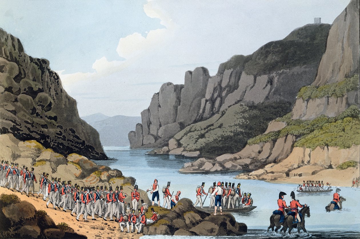 منظر على التاج بالقرب من فيلا فيلها ، البرتغال ، محفور بواسطة L. Clark ، 1809 بواسطة القس ويليام برادفورد