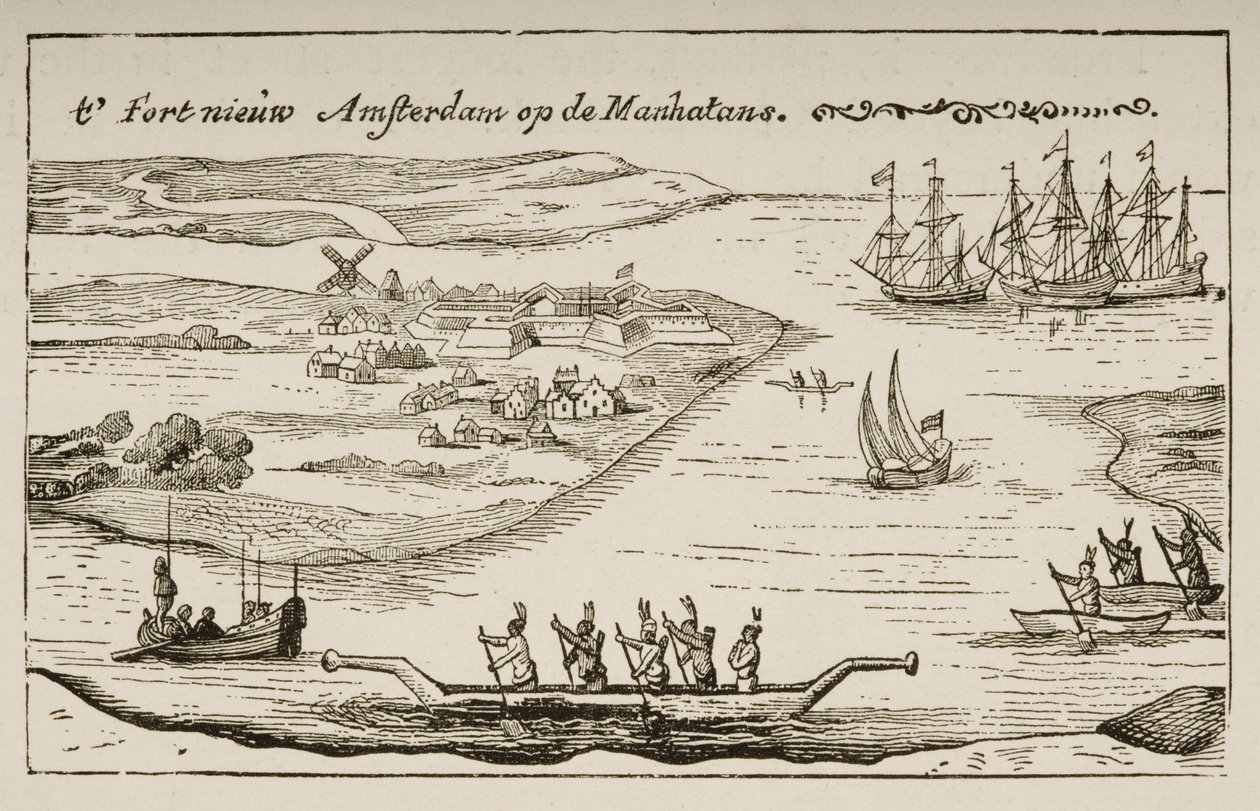 حصن ومستوطنة نيو أمستردام في جزيرة مانهاتن في 1620s ، ج .1880 بواسطة القس صمويل مانينغ