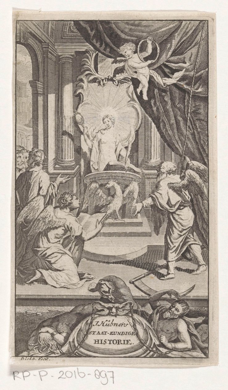 وقت الأب يكشف التاريخ التاريخ السياسي لهويبنرز (العنوان على الشيء) صفحة العنوان لـ: Johann Hübner ، أسئلة موجزة من التاريخ السياسي ، ١٧١٩ بواسطة رينير بلوخويسين