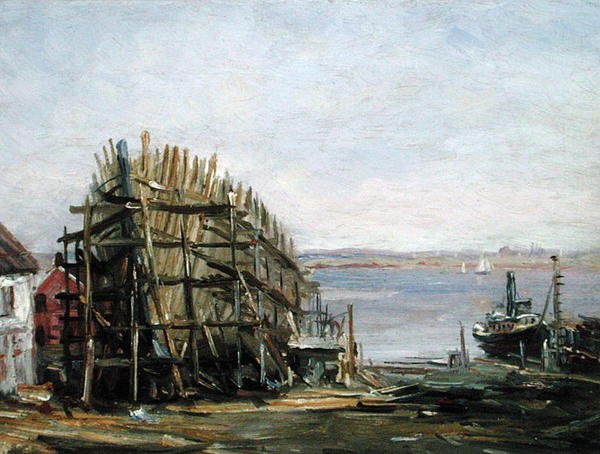 Noank Shipyard ، حوالي 1900 (زيت على ظهر السفينة) بواسطة رينولدز بيل