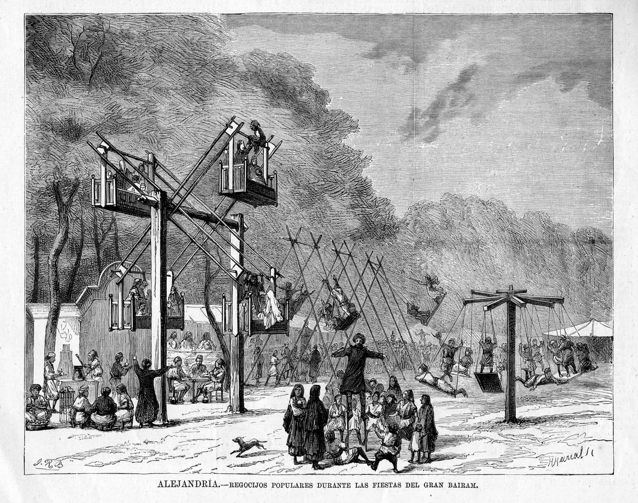 ابتهاج شعبي خلال مهرجان بيرم الأكبر في الإسكندرية ، مصر ، 1876 بواسطة ريكاردو بالاكا ذ كانسيكو