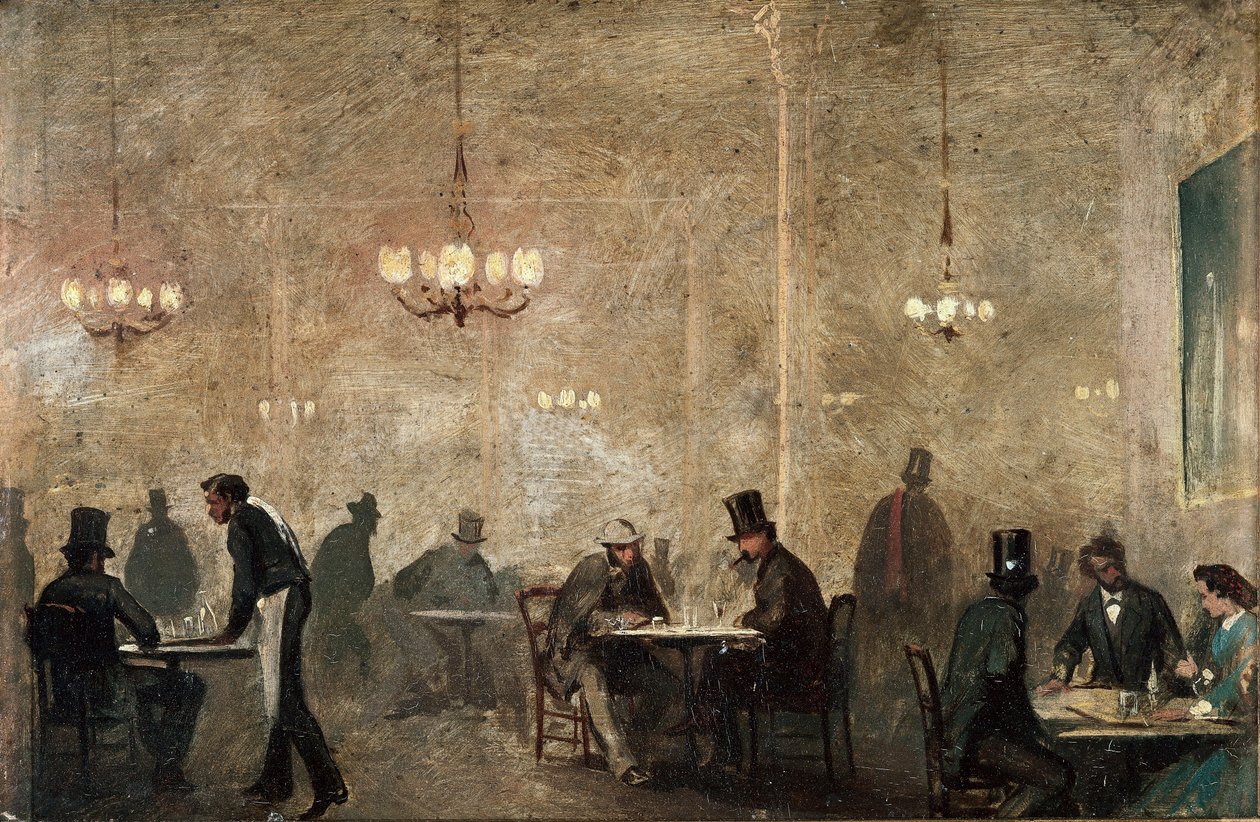 المقهى ، ج. 1860-65 (زيت على صفيح) بواسطة ريكاردو بالاكا ذ كانسيكو