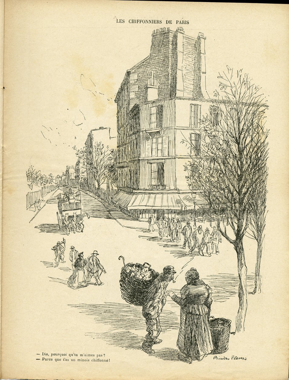 رسم توضيحي لـ Ricardo Flores (1878-1918) في Le Rire ، 5/12/08 - Lesiffonniers de Paris - المهن ، والعمارة العمرانية ، والشجرة - شيفونير بواسطة ريكاردو فلوريس