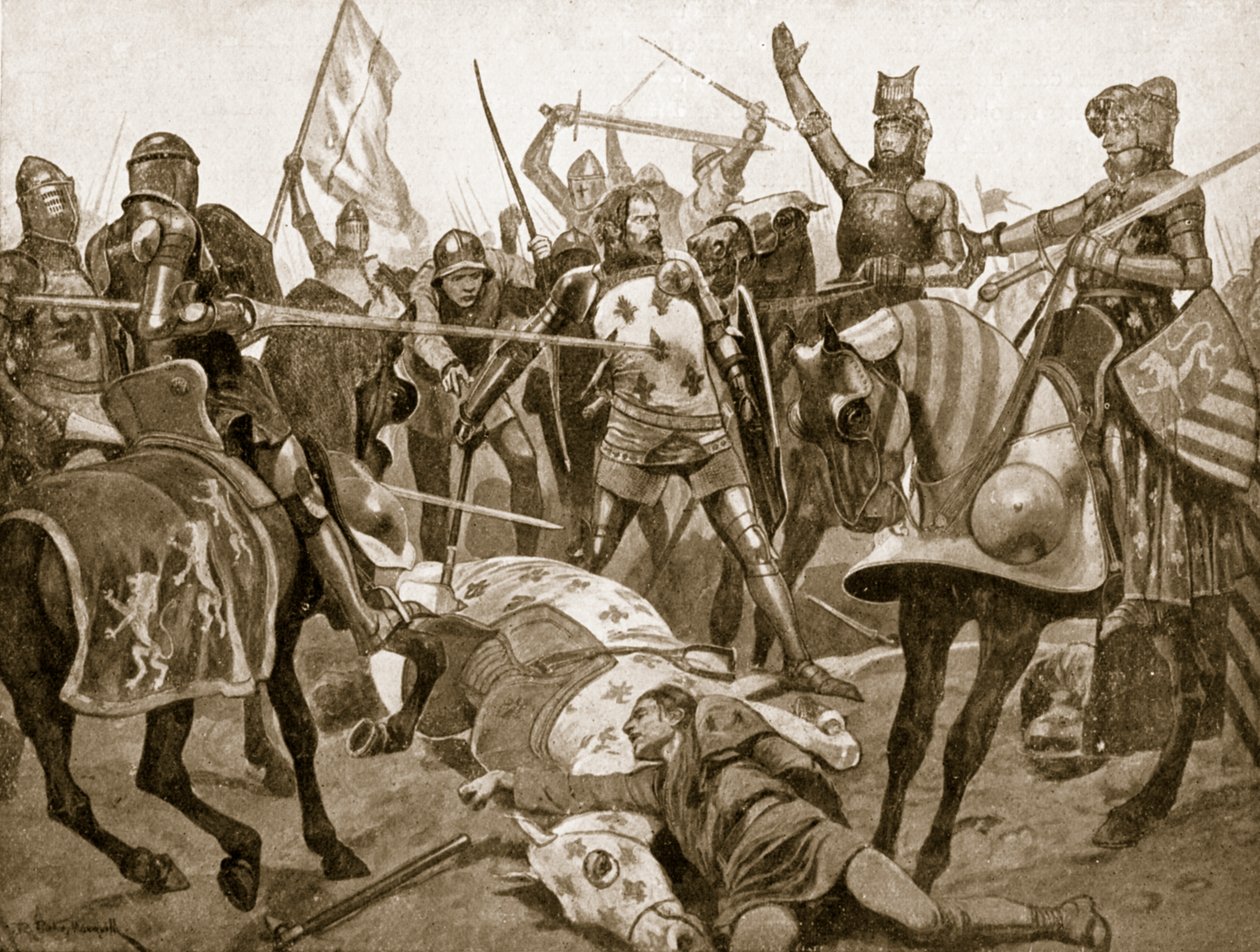 معركة بواتييه ، 19 سبتمبر 1356 ، رسم توضيحي من "قصة هتشنسون عن الأمة البريطانية" ، ج 1920. بواسطة ريتشارد كاتون وودفيل جونيور