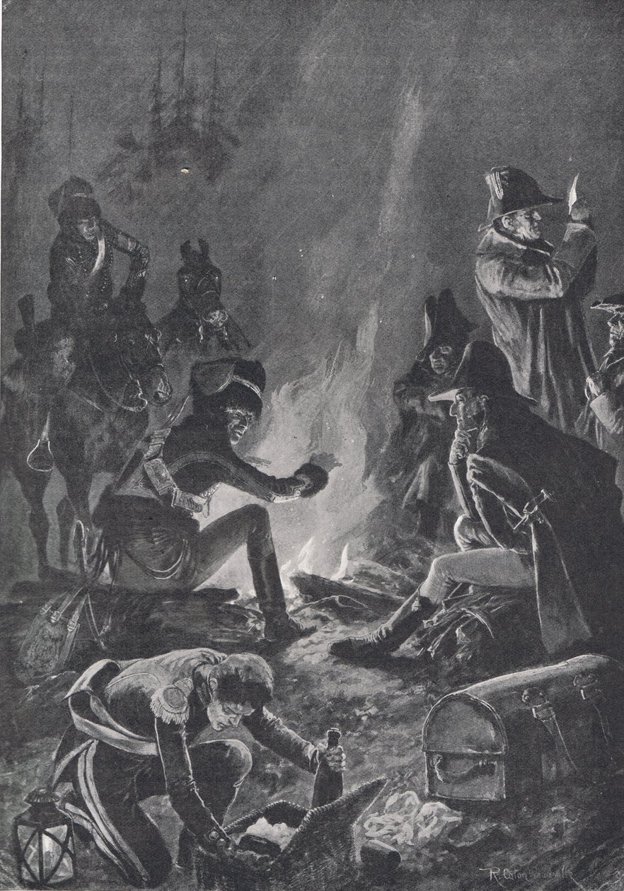The Bivouac قبل معركة Bussaco ، رسم توضيحي من "المعارك البريطانية في البر والبحر" ، نشره Cassell ، لندن ، c.1910 بواسطة ريتشارد كاتون وودفيل جونيور