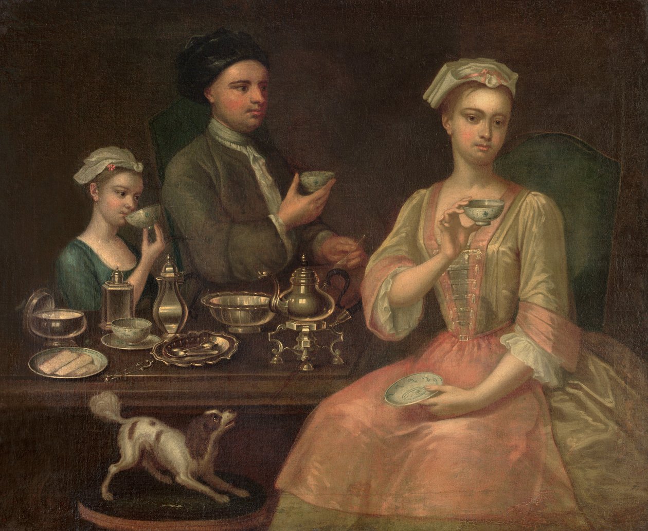 عائلة مكونة من ثلاثة في الشاي ، ج .1727 بواسطة ريتشارد كولينز