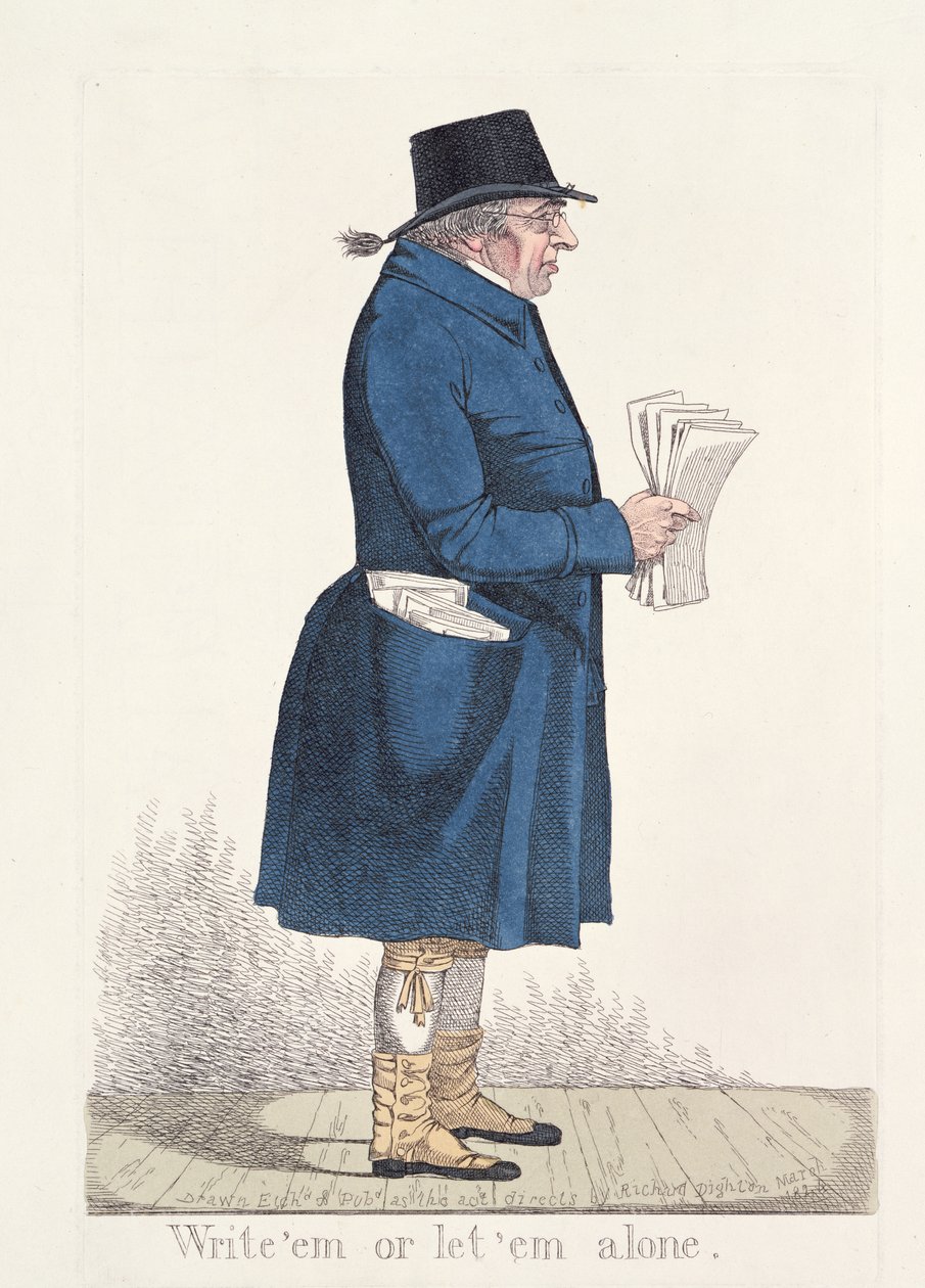 "اكتب" em أو دع "em وحده" ، من "City Characters" ، 1824 (النقش الملون) بواسطة ريتشارد دايتون