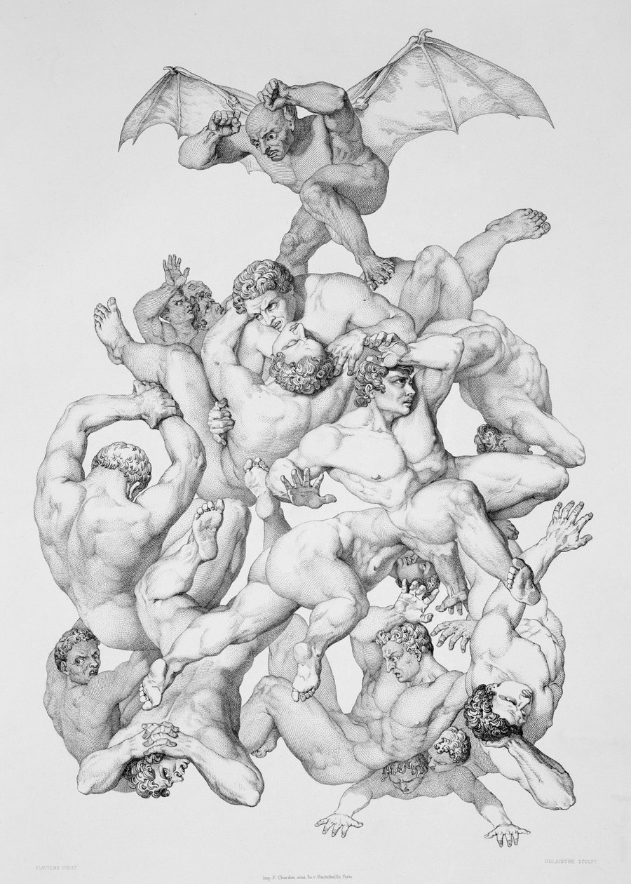 Beelzebub يطرد الملائكة الساقطة ، رسم توضيحي لطبعة من "الفردوس المفقود" لجون ميلتون (1608-74) نشرت باريس 1868 بواسطة ريتشارد إدموند فلاترز