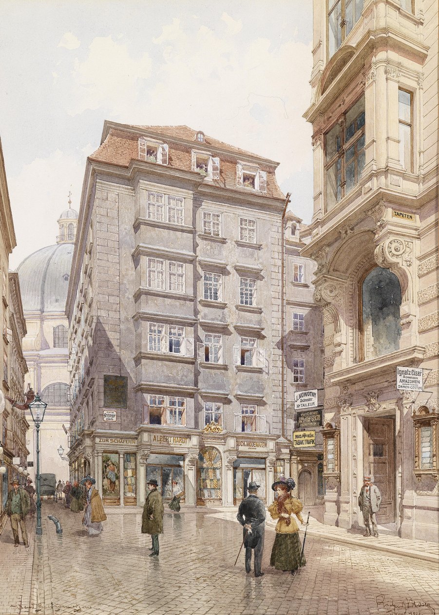 متجر ألبرت هاردت للملابس في Freisingergasse خلف Peterskirche بواسطة ريتشارد موسر