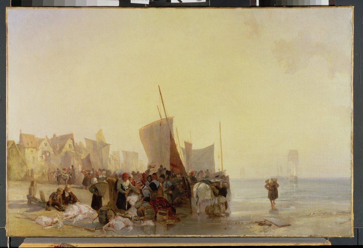 A Fishmarket Near Boulogne ، c.1824 بواسطة ريتشارد باركس بونينجتون