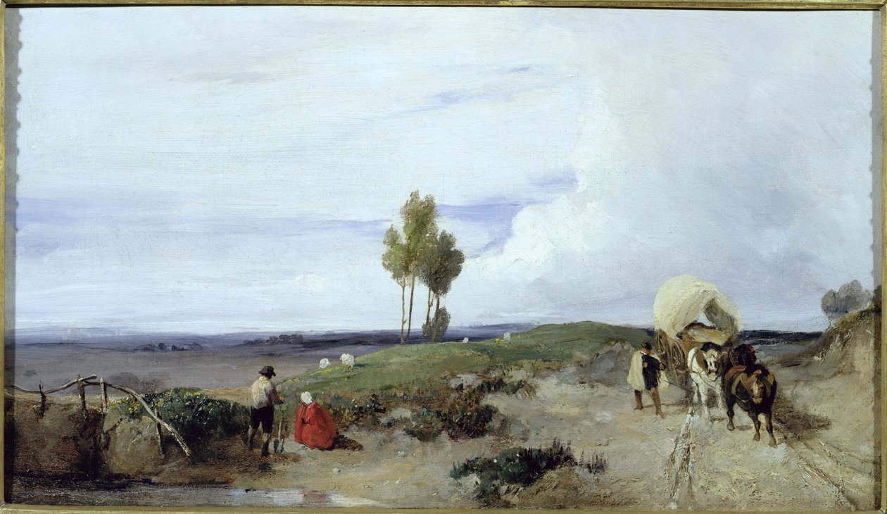 فورد على الطريق من بولون إلى باريس ، يتطلع نحو القديس عمر ، c.1824 بواسطة ريتشارد باركس بونينجتون