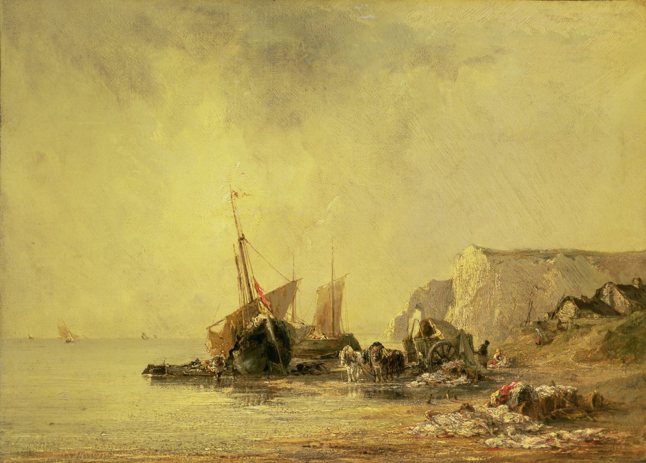 قوارب من نورماندي شور ، c.1823 بواسطة ريتشارد باركس بونينجتون